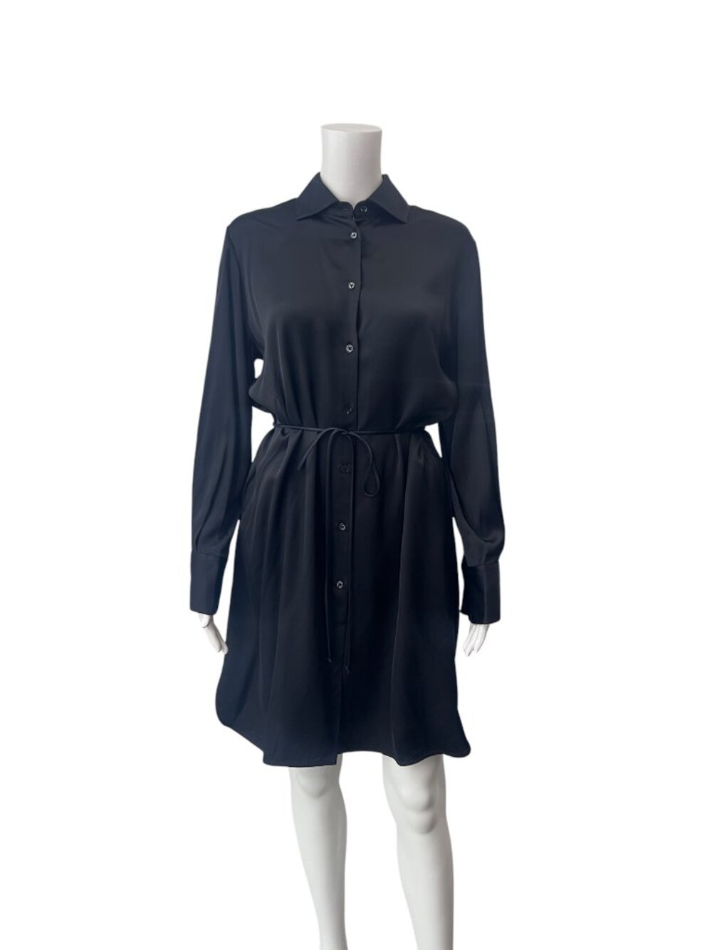 $345 NWT A Line Black Belted Shirt Dress size L/XL